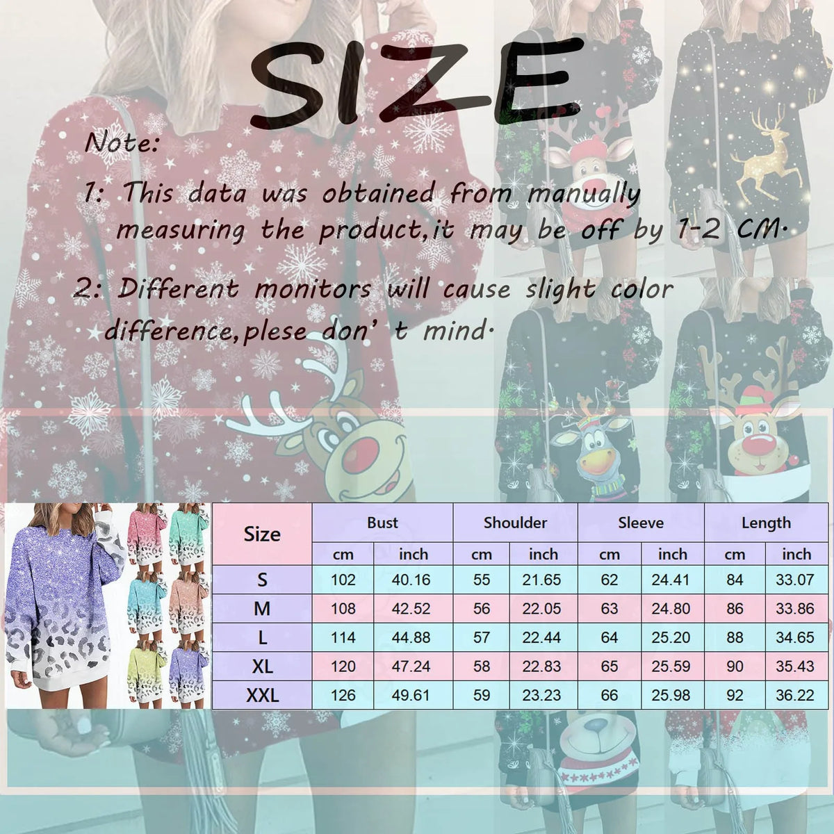 Women Sweatshirt Dress Fall Winter Casual Loose Leopard Print Gradient Color Oversized Pullover Tunic Dress Long Sleeve Tops