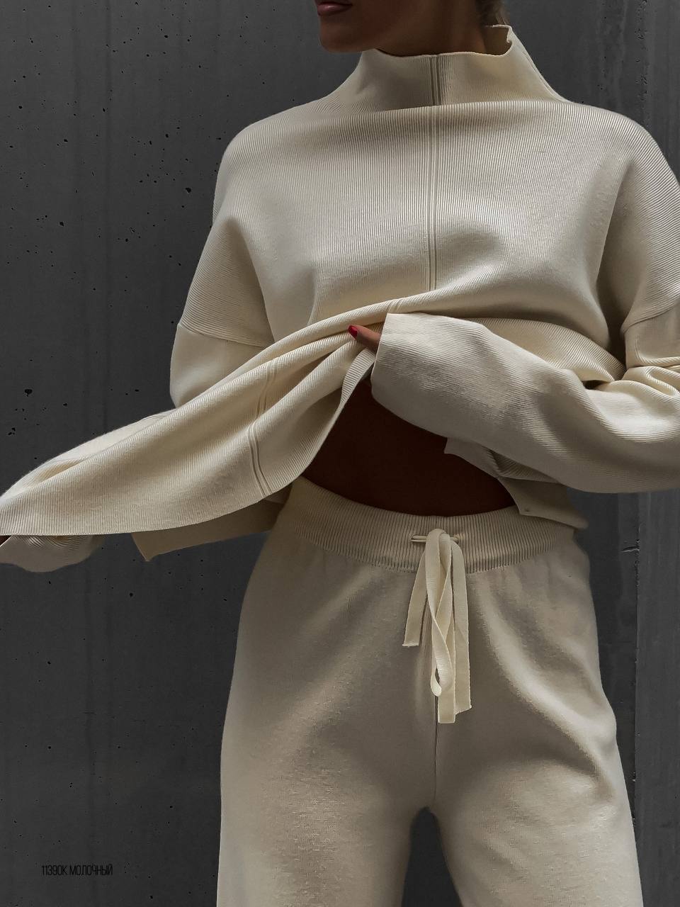 Fall Winter Russian Long Sleeve Loose Casual Pants Sweater Set Women Best-selling Split Set