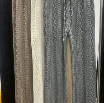Knitted wide-leg trousers for women in fall and winter, waxy loose casual twist straight-leg floor mopping pants