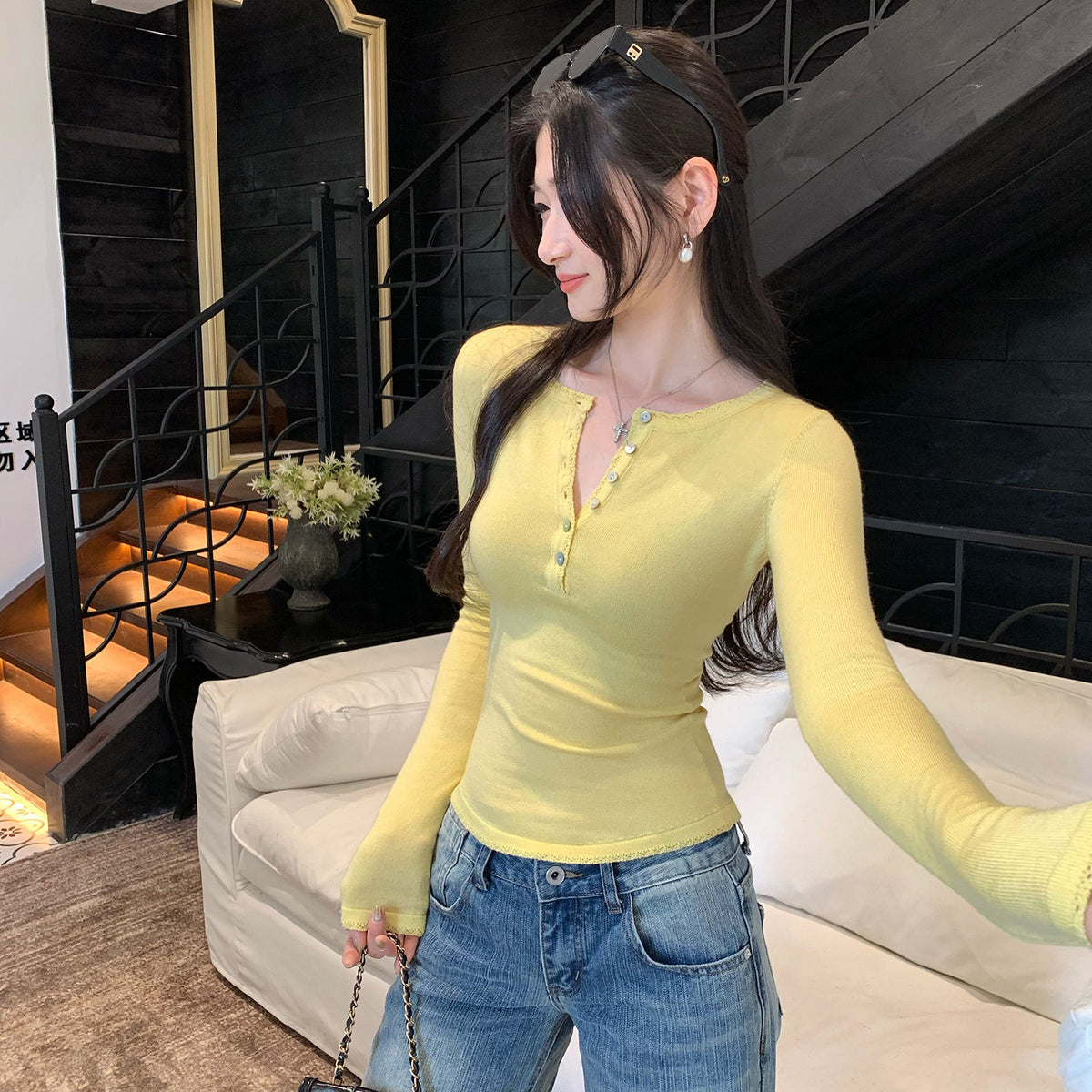 Knit Top for Women, Long Sleeve, Casual Wear