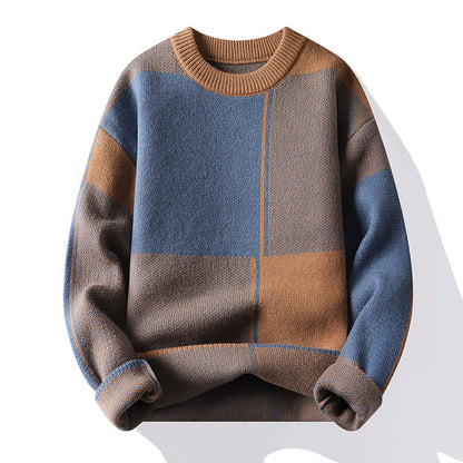 Casual Geometric Long Sleeve O-Neck Men's Knit Sweater