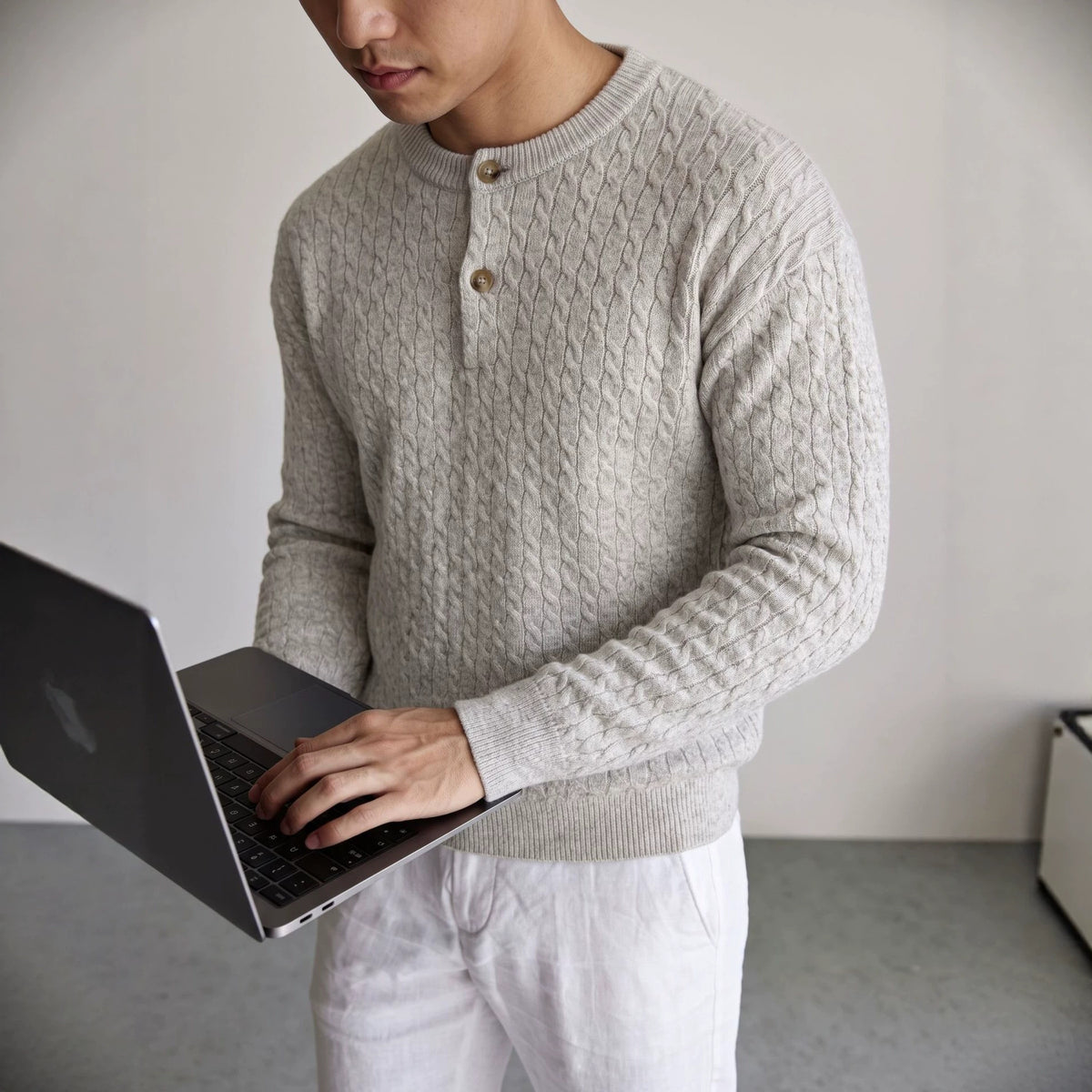 Half cardigan sweater for men