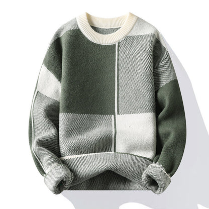 Casual Geometric Long Sleeve O-Neck Men's Knit Sweater