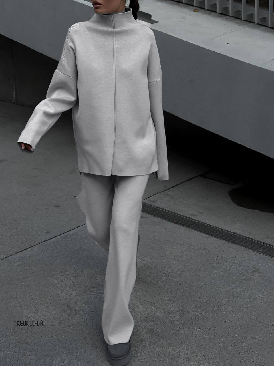 Fall Winter Russian Long Sleeve Loose Casual Pants Sweater Set Women Best-selling Split Set