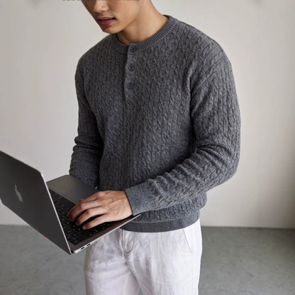 Half cardigan sweater for men