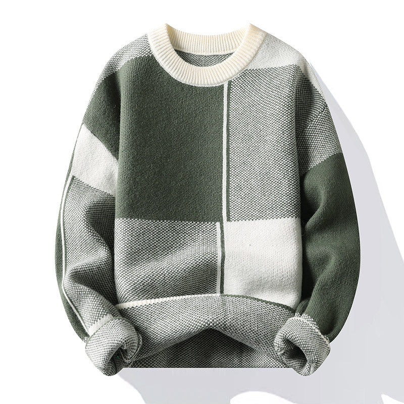 Casual Geometric Long Sleeve O-Neck Men's Knit Sweater