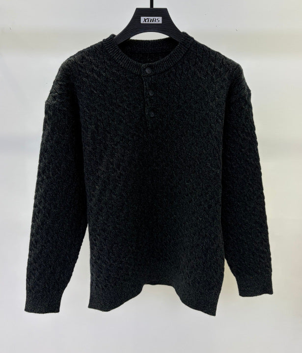 Half cardigan sweater for men