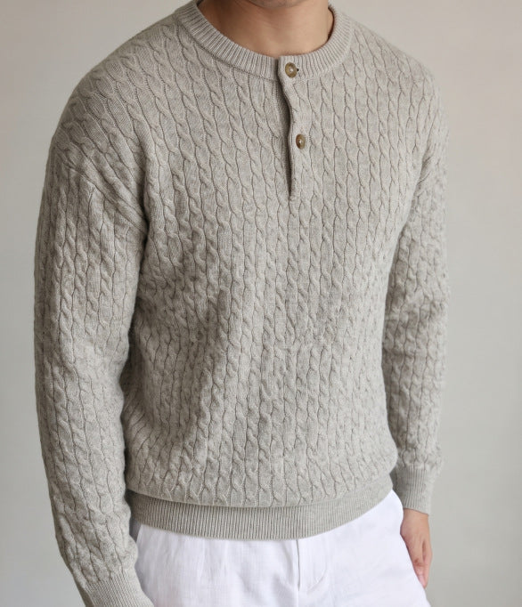 Half cardigan sweater for men