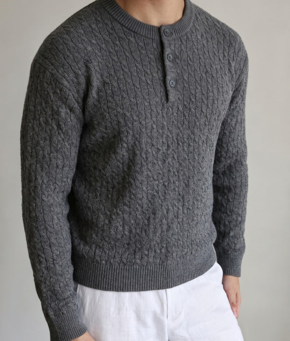 Half cardigan sweater for men