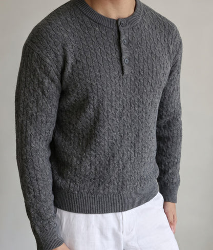 Half cardigan sweater for men