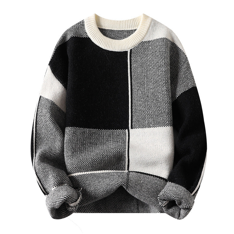 Casual Geometric Long Sleeve O-Neck Men's Knit Sweater