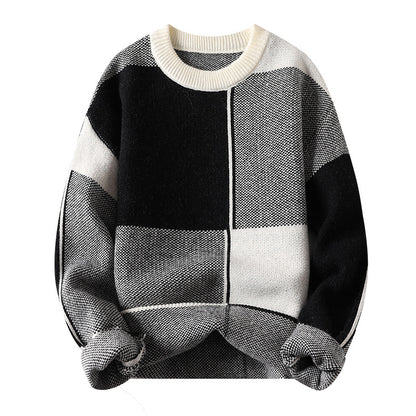 Casual Geometric Long Sleeve O-Neck Men's Knit Sweater