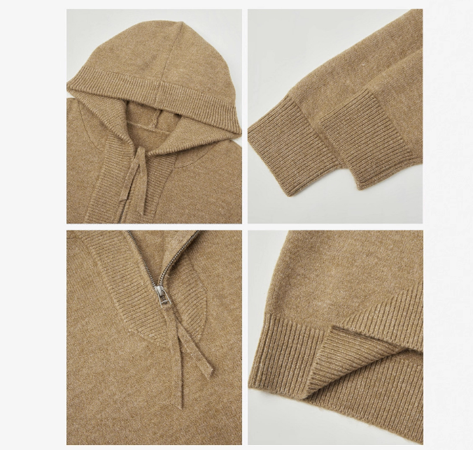 Solid color hooded long sleeved sweater