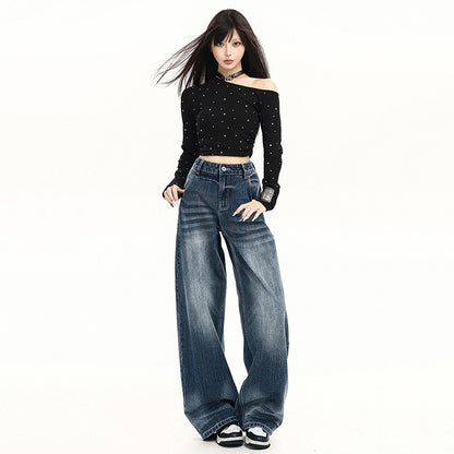 High-Fall Straight Leg Wide-Leg Casual Pants for Women Summer Fashion Loose Fit Style