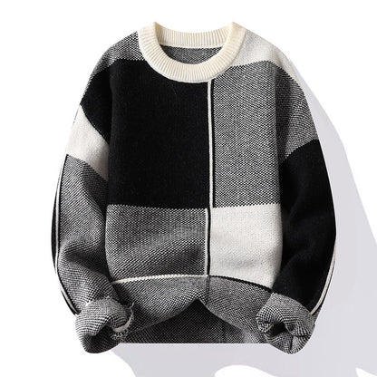 Casual Geometric Long Sleeve O-Neck Men's Knit Sweater